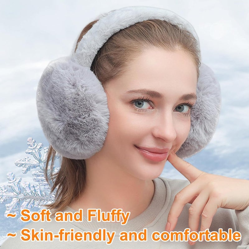 Adboros 4PCS Women Winter Ear Muffs Faux Fur Earmuffs Fuzzy Foldable Fluffy Ear Warmers for Winter Ear Covers Soft Girls - Image 5